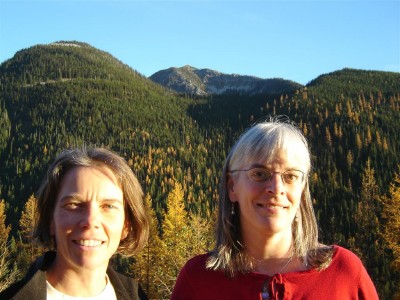 K.Linda Kivi and Eileen Delehanty Pearkes in the Selkirk Mountains, part of the Columbia Mountains watershed. - pics/2006/12204_1.jpg