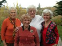 Left to right:  Wilma Pertel-Costello, Lillian Munz, Evelyn Erdman, Anita Linderman-Madill.   Missing from this photo is Donna Reinson-Koper who was in Estonia at the time, tracing the Estonian side of her roots right to the Järvamaa manor-house where her ancestors laboured before departing for Crimea in 1862.<br>  - pics/2008/11/21843_2_t.jpg