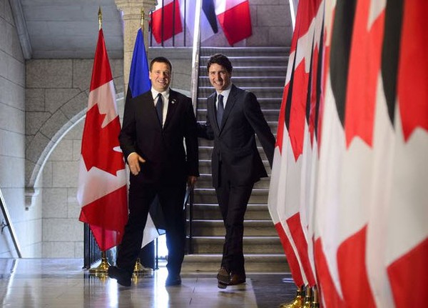 Prime Minister Justin Trudeau arrives to hold a joint news conference with the Prime Minister of Estonia Juri Ratas on Monday. Photo: Sean Kilpatrick/The Canadian Press - pics/2018/05/51732_001.jpg