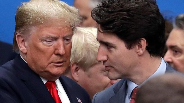 USA president Donald Trump ja Kanada peaminister Justin Trudeau 2019 aastal. Foto: AP - pics/2025/01/61435_001_t.jpg